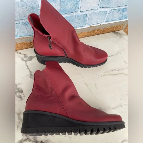 LOINTS OF HOLLAND LOTTUM RED/burgendy suede + smoothleather boots size 42/11.5 - Picture 2 of 14